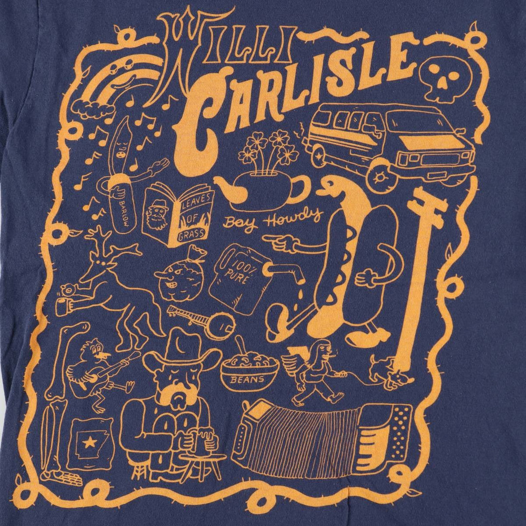 PORT and COMPANY WILLI CARLISLE Band Ringer T-Shirt, Men's Size M (approx.) cotton navy blue type Vintage Second Hand