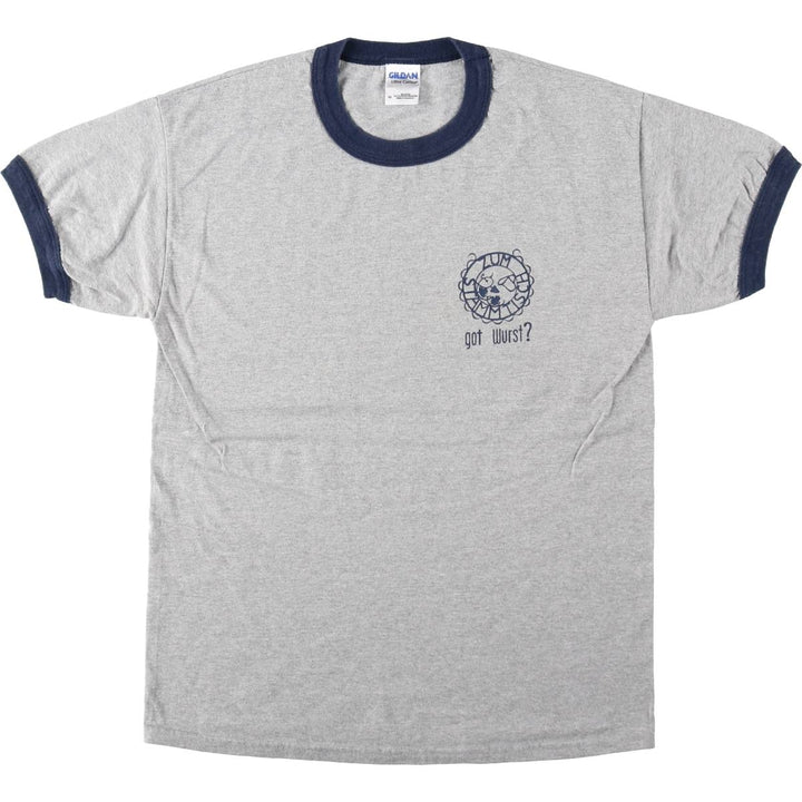 Gildan Ringer T-shirt, Men's Size M (equivalent) cotton gray type Vintage Second Hand