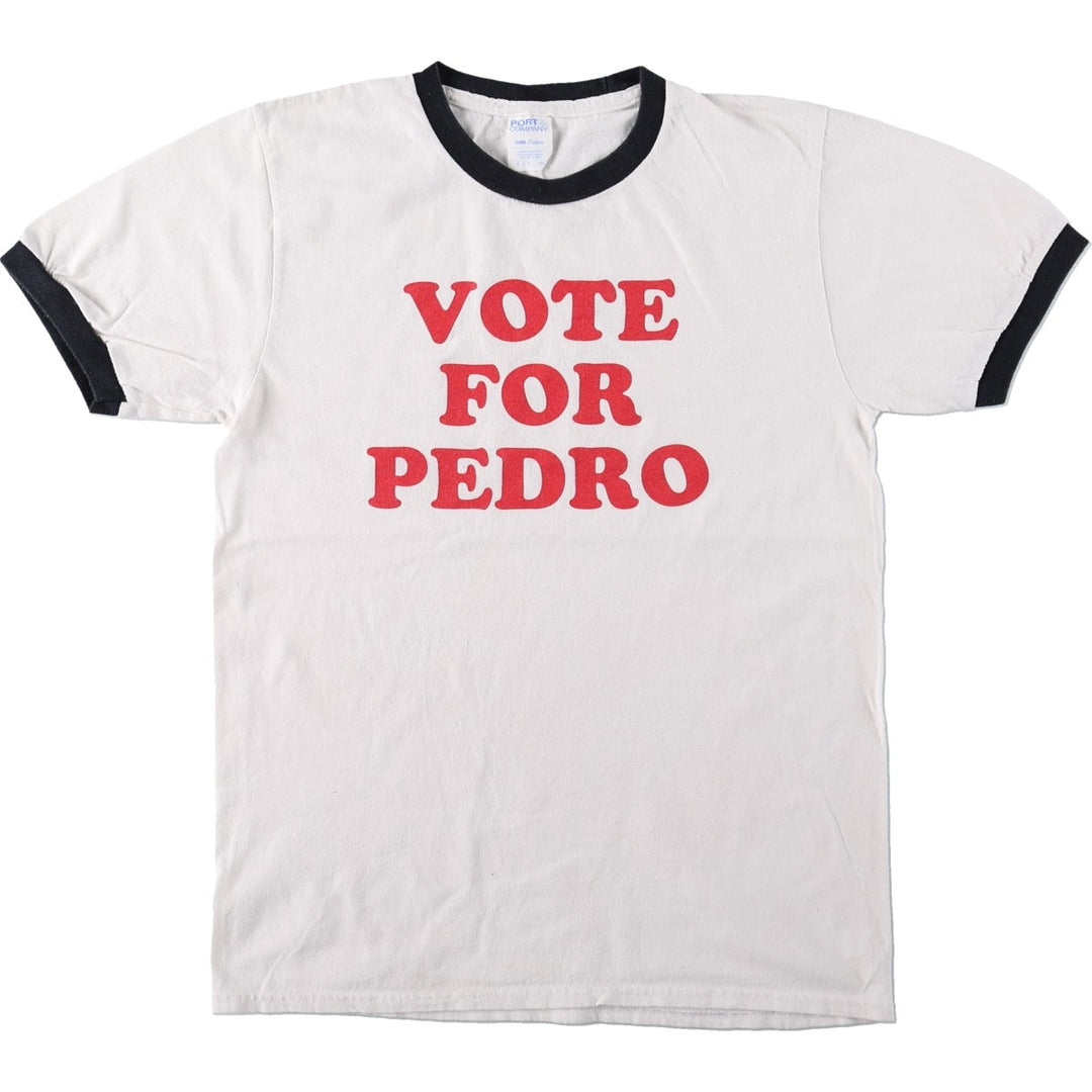 PORT&COMPANY Napoleon Dynamite Movie Ringer T-Shirt (Men's Size S) cotton white type Vintage Second Hand