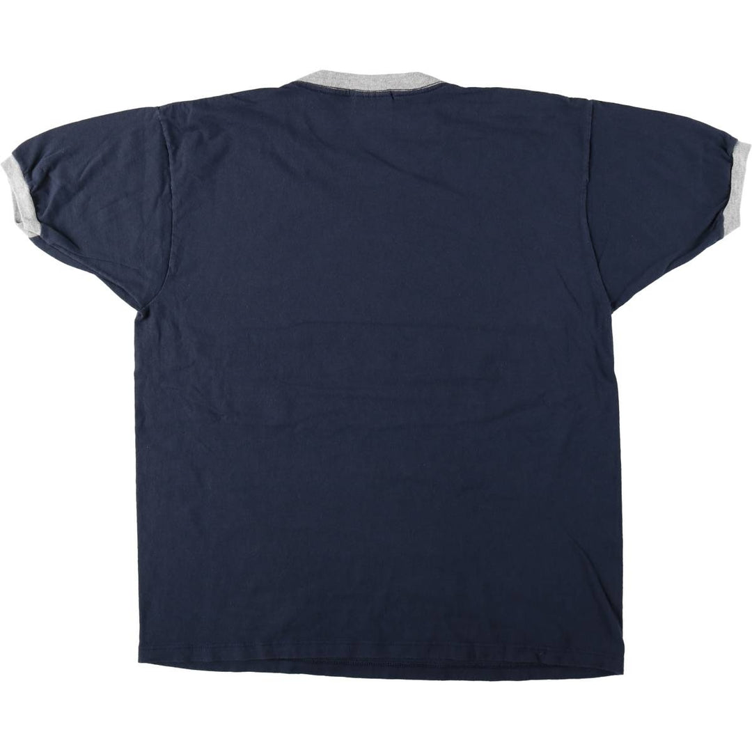 Reebok Ringer T-Shirt, Made in USA, Men's Size L (approx.) cotton navy blue type Vintage Second Hand