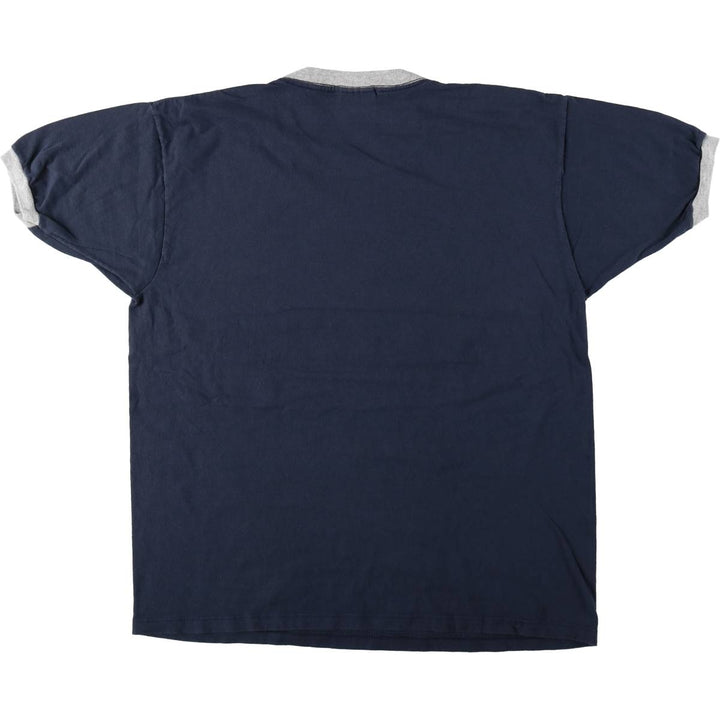 Reebok Ringer T-Shirt, Made in USA, Men's Size L (approx.) cotton navy blue type Vintage Second Hand