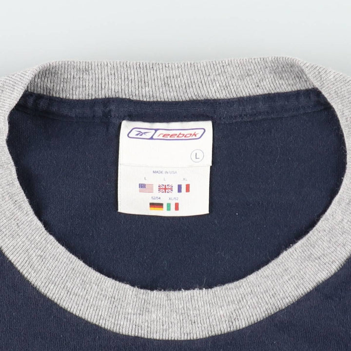 Reebok Ringer T-Shirt, Made in USA, Men's Size L (approx.) cotton navy blue type Vintage Second Hand