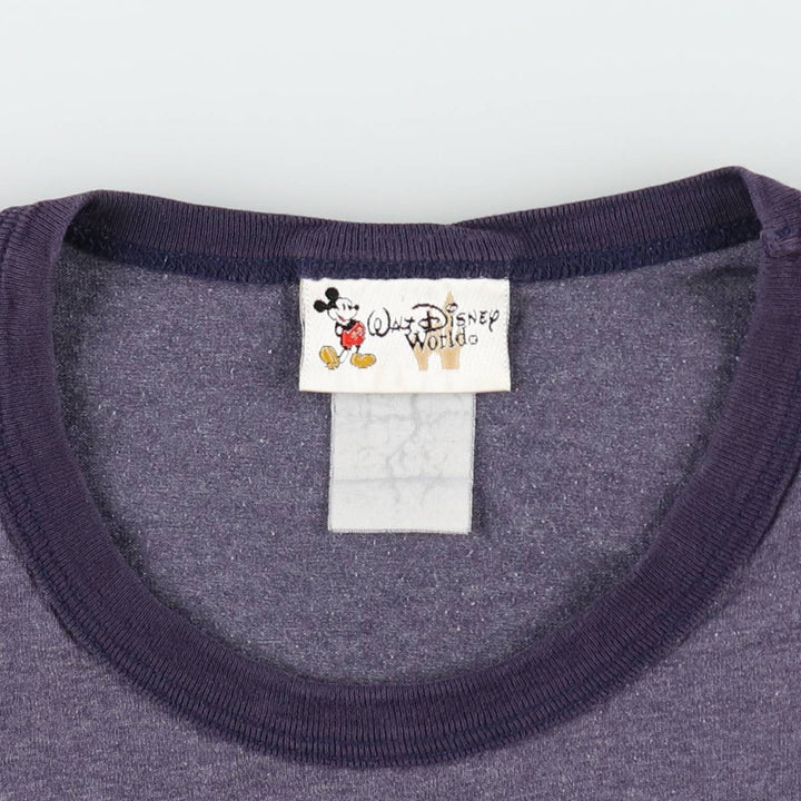90'S Disney Mickey Mouse Ringer T-shirt, Character Print T-shirt, Men's Size L (approx.), Vintage unclear navy blue type Vintage Second Hand