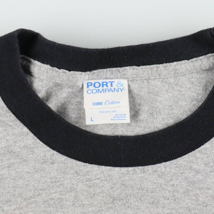 PORT and COMPANY Message Ringer T-Shirt (Men's Size L) cotton gray type Vintage Second Hand
