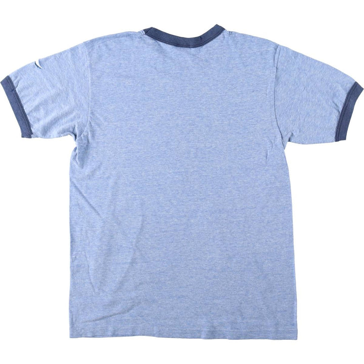 1980'S Hanes Poly-Cotton Blue Tag Ringer T-Shirt, Made in USA, Men's Size M (Equivalent), Vintage cotton blue type Vintage Second Hand