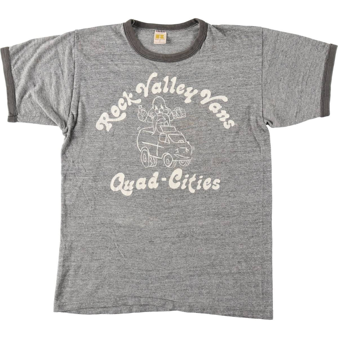 Vintage 70's Russell Ringer T-shirt, made in the USA, size M for men cotton gray type Vintage Second Hand