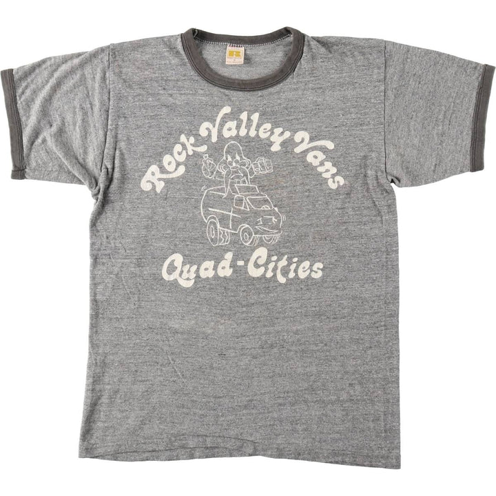 Vintage 70's Russell Ringer T-shirt, made in the USA, size M for men cotton gray type Vintage Second Hand