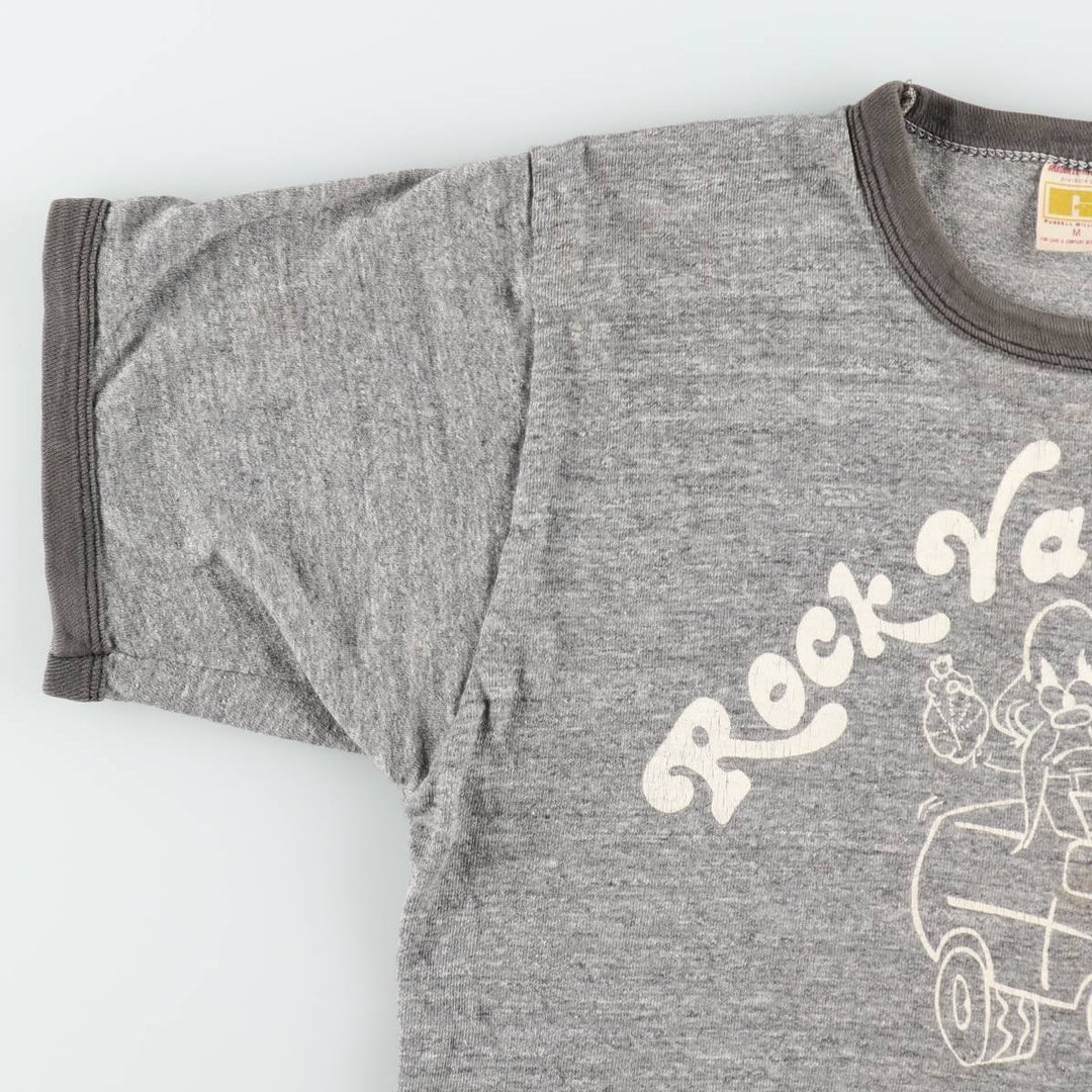 Vintage 70's Russell Ringer T-shirt, made in the USA, size M for men cotton gray type Vintage Second Hand