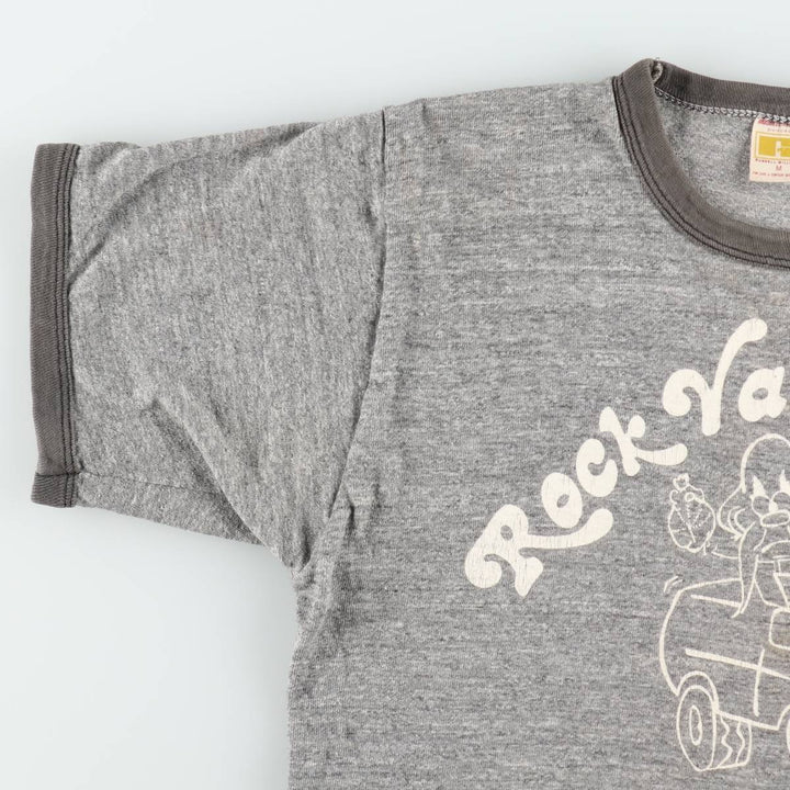 Vintage 70's Russell Ringer T-shirt, made in the USA, size M for men cotton gray type Vintage Second Hand