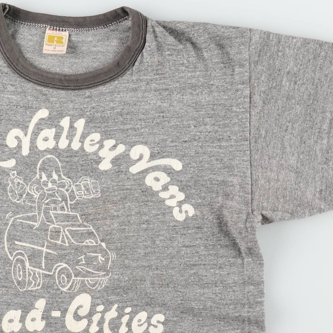 Vintage 70's Russell Ringer T-shirt, made in the USA, size M for men cotton gray type Vintage Second Hand