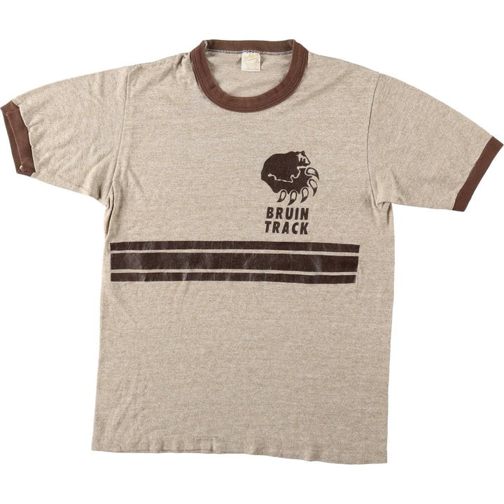 80'S Sportswear Ringer T-Shirt, Made in USA, Men's Size M (approx.), Vintage polyester brown type Vintage Second Hand