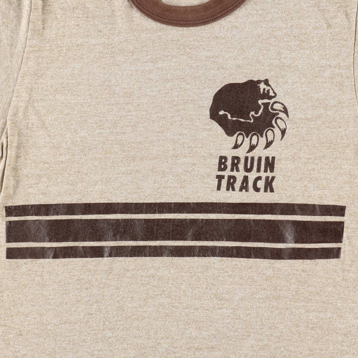 80'S Sportswear Ringer T-Shirt, Made in USA, Men's Size M (approx.), Vintage polyester brown type Vintage Second Hand