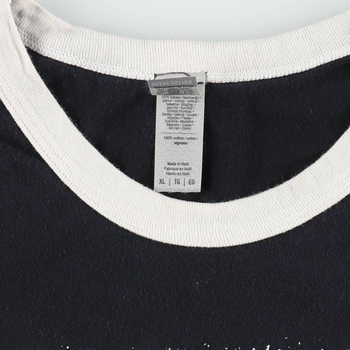Gildan Message Ringer T-Shirt, Men's Size XL (approx.) cotton black type Vintage Second Hand