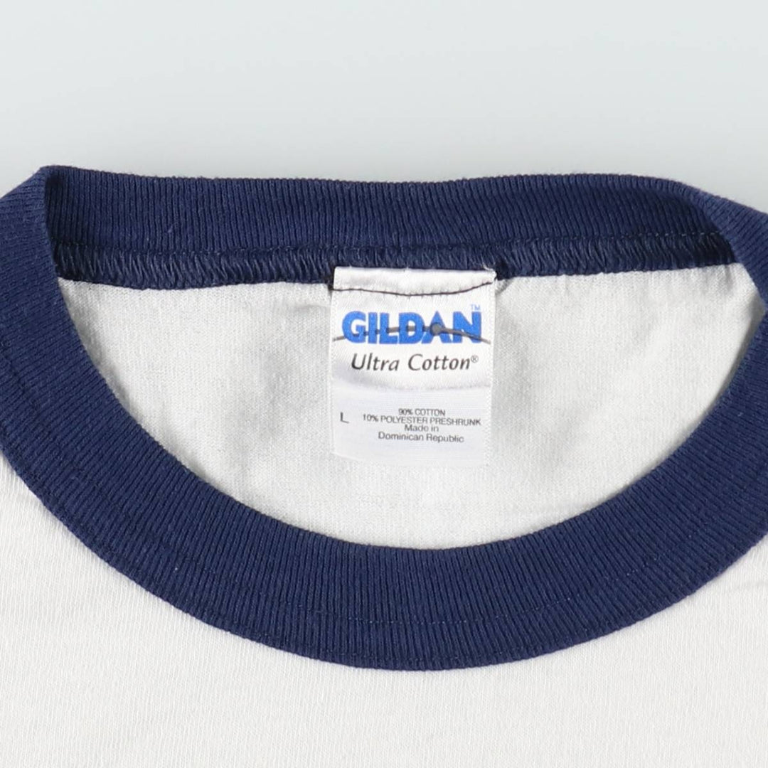 Gildan Ringer T-shirt, Men's Size L (equivalent) cotton white type Vintage Second Hand