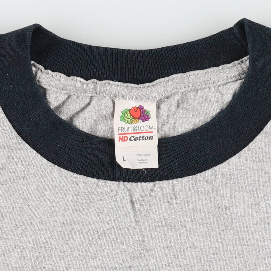 Fruit of the Loom Ringer T-shirt, Men's Size L (approx.) cotton gray type Vintage Second Hand