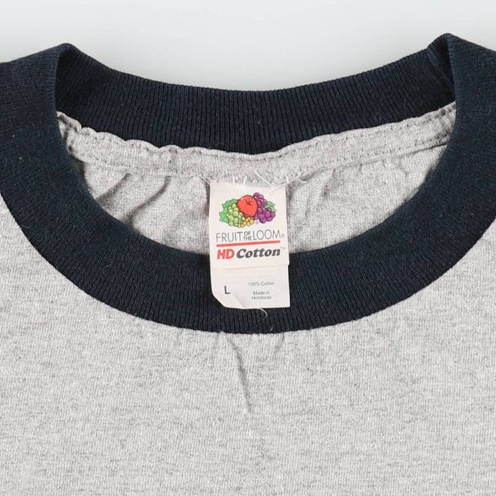 Fruit of the Loom Ringer T-shirt, Men's Size L (approx.) cotton gray type Vintage Second Hand