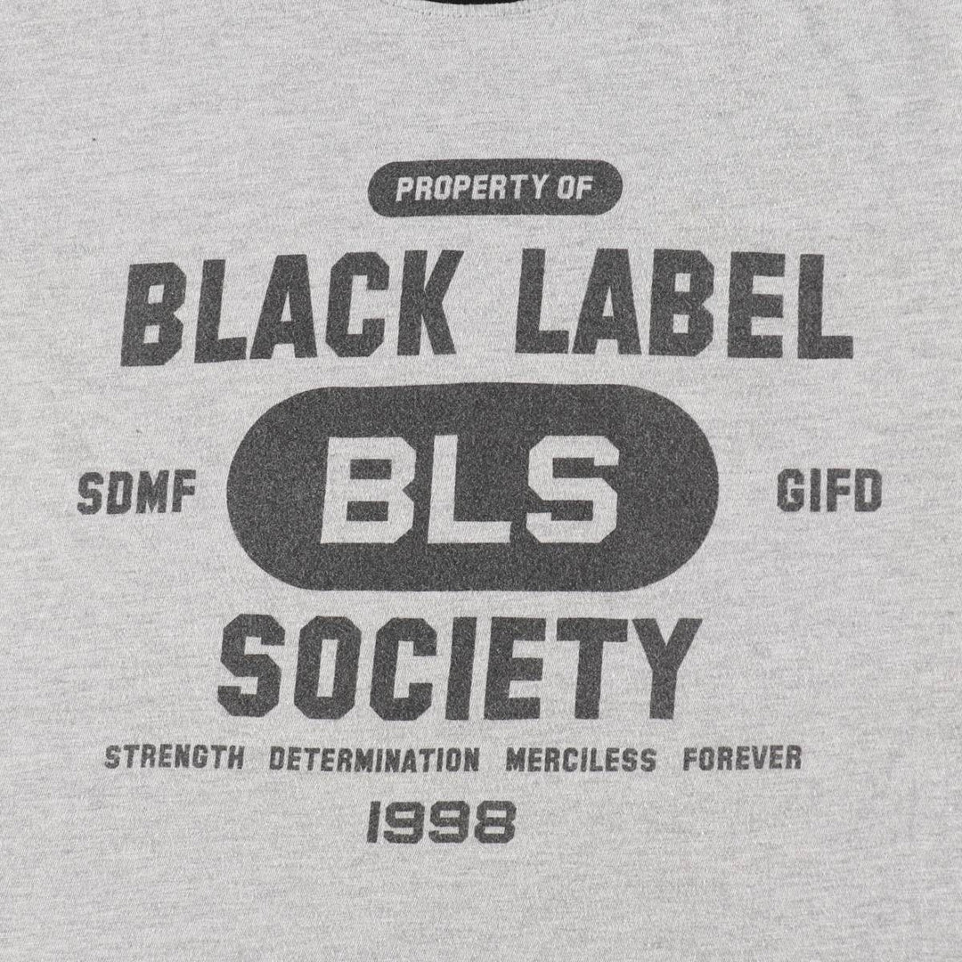 Gildan BLACK LABEL SOCIETY Skull Pattern Band Ringer T-Shirt (Men's Size M) cotton gray type Vintage Second Hand