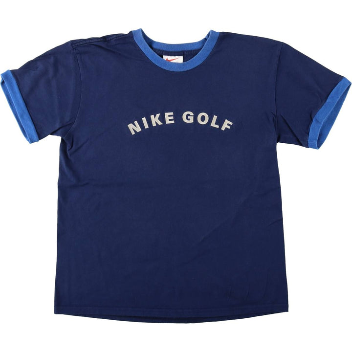90'S Nike Golf Ringer T-Shirt, Made in USA, Men's Size L (approx.), Vintage cotton navy blue type Vintage Second Hand