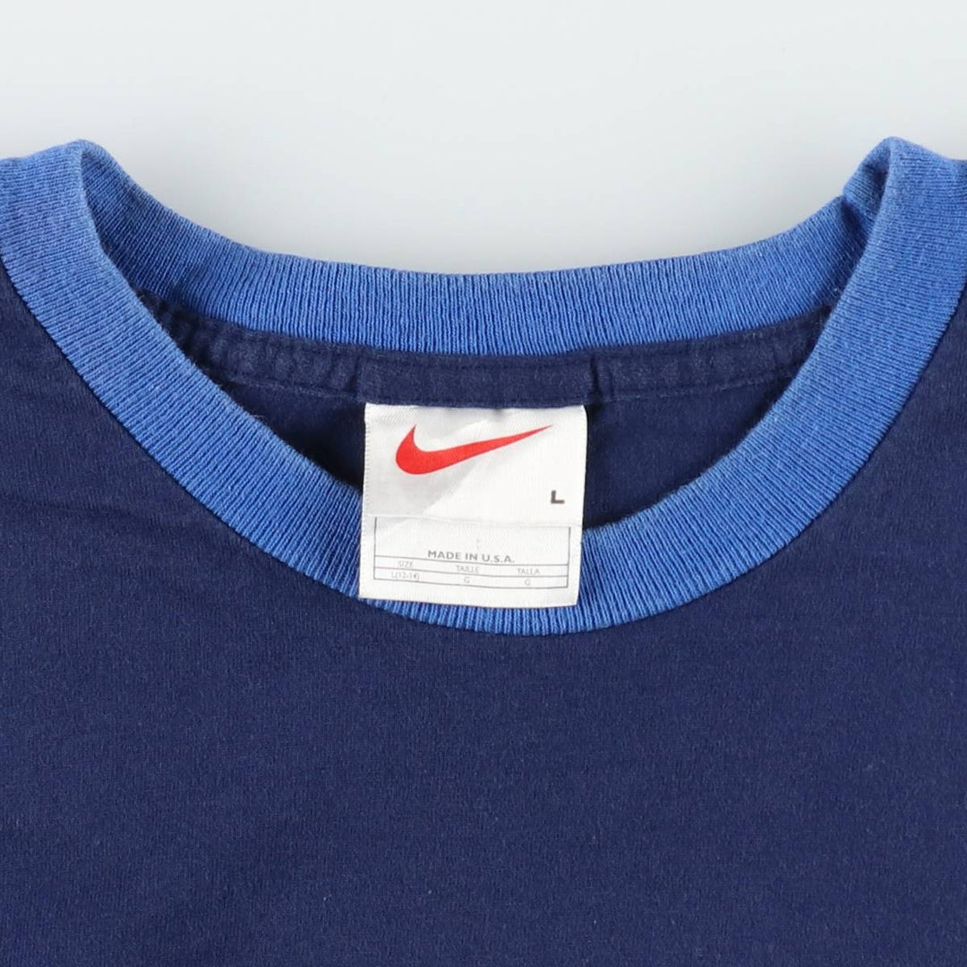 90'S Nike Golf Ringer T-Shirt, Made in USA, Men's Size L (approx.), Vintage cotton navy blue type Vintage Second Hand