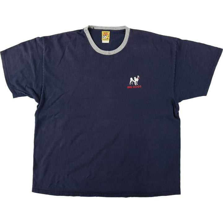 90'S BIG DOGS Dog Print Ringer T-Shirt, Made in USA, Men's XL (approx.), Vintage cotton navy blue type Vintage Second Hand