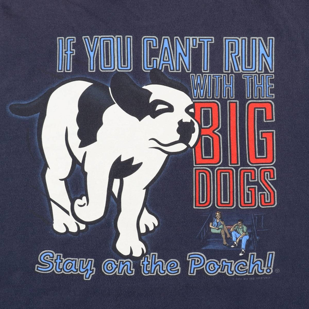90'S BIG DOGS Dog Print Ringer T-Shirt, Made in USA, Men's XL (approx.), Vintage cotton navy blue type Vintage Second Hand