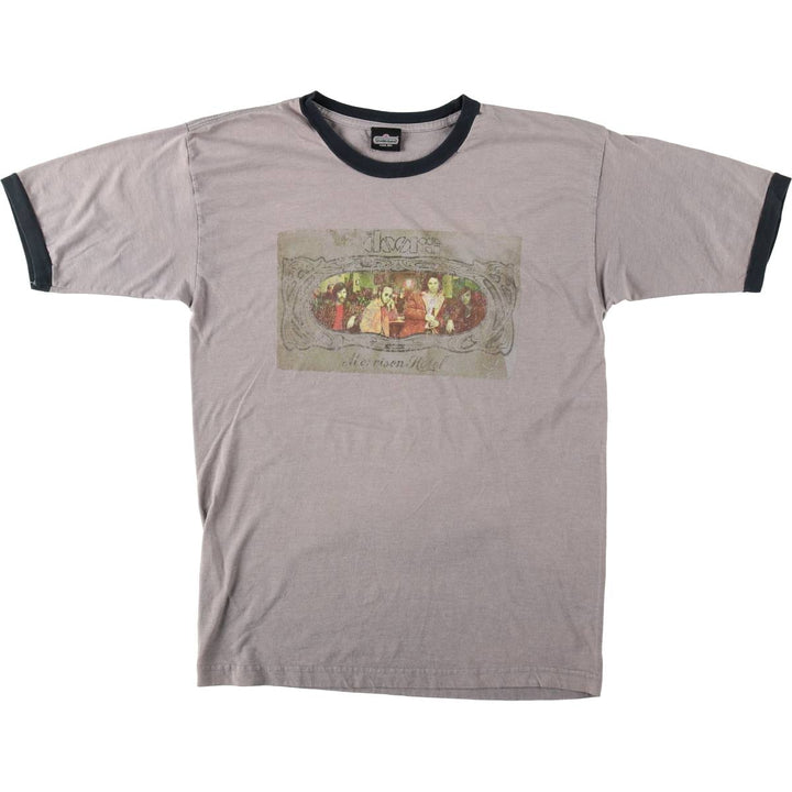 Winterland THE DOORS Band Ringer T-Shirt (Men's Size L) cotton gray type Vintage Second Hand