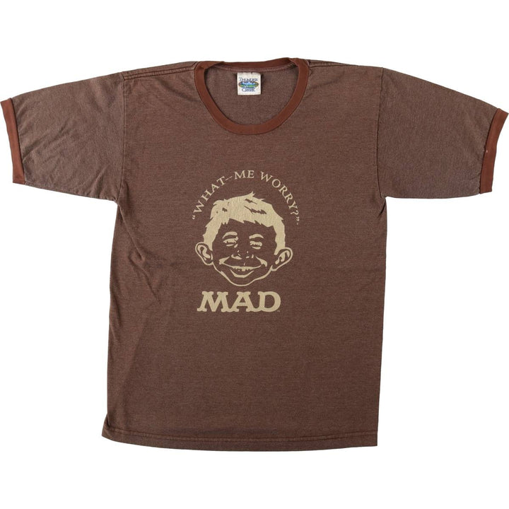 90'S THUNDER CREEK MAD MAGAZINE Ringer T-shirt, Men's Size S (approx.), Vintage unclear brown type Vintage Second Hand