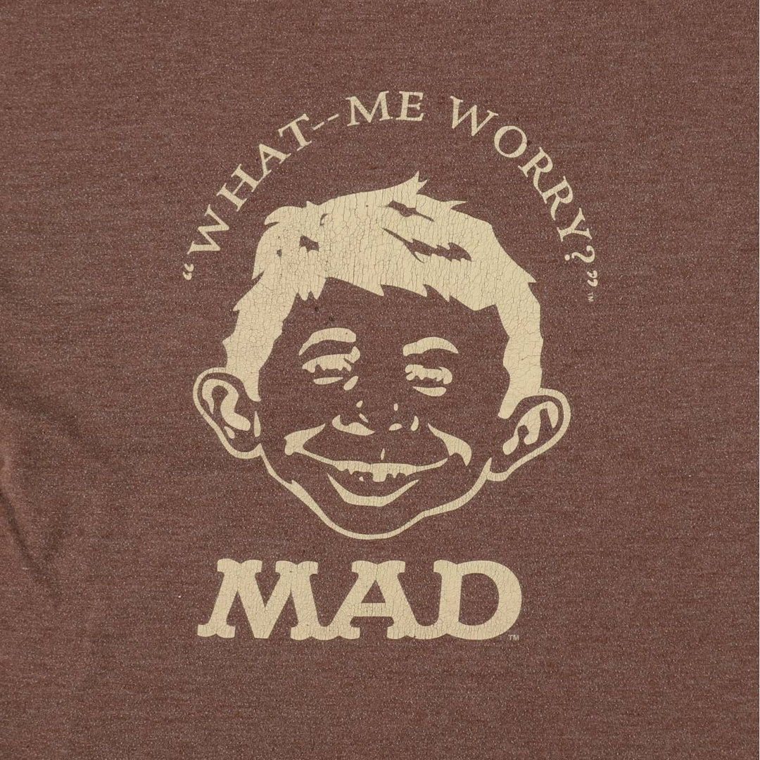 90'S THUNDER CREEK MAD MAGAZINE Ringer T-shirt, Men's Size S (approx.), Vintage unclear brown type Vintage Second Hand