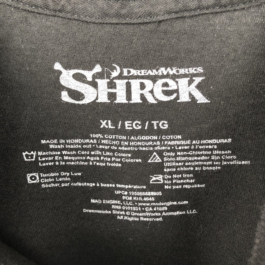 SHREK Movie T-Shirt (Men's XL equivalent) cotton black type Vintage Second Hand
