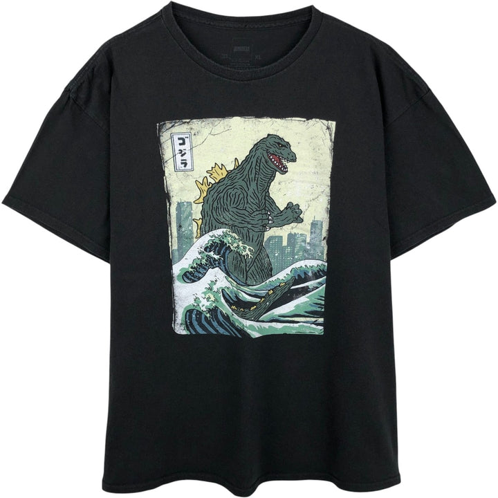 GODZILLA Movie T-Shirt (Men's XL equivalent) cotton black type Vintage Second Hand
