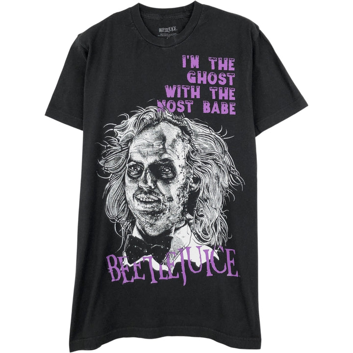 BEETLEJUICE Large Print Movie T-Shirt (Men's Size M) cotton black type Vintage Second Hand