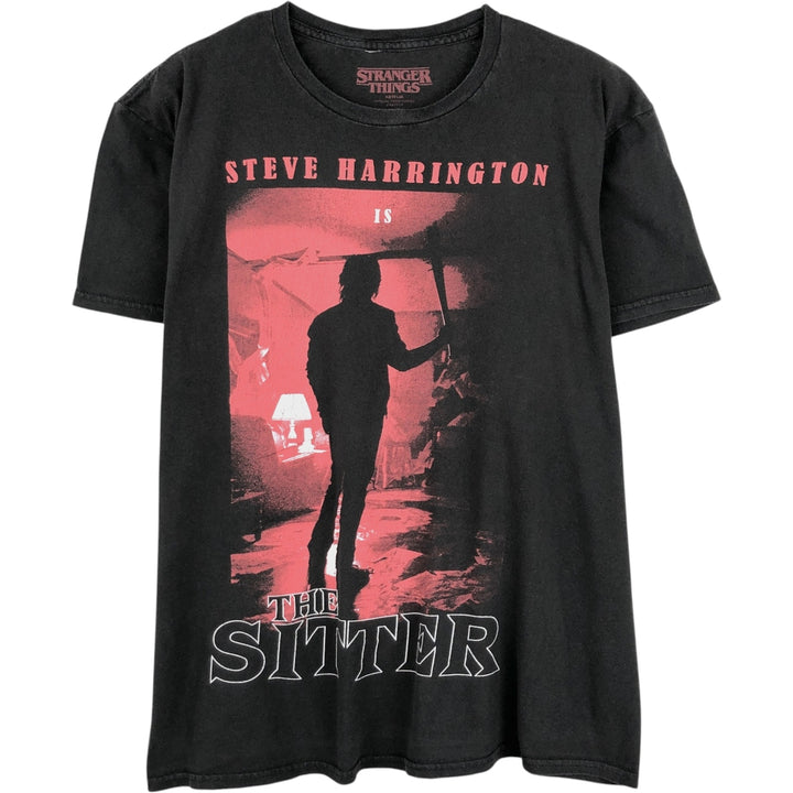 STRANGER THINGS Large Print Movie T-Shirt (Men's Size M) cotton black type Vintage Second Hand