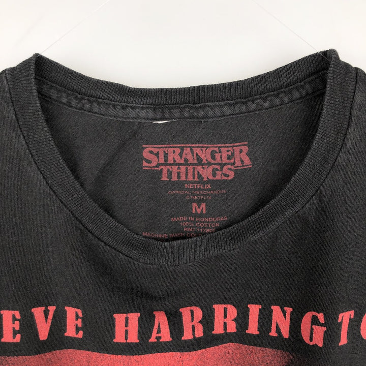 STRANGER THINGS Large Print Movie T-Shirt (Men's Size M) cotton black type Vintage Second Hand