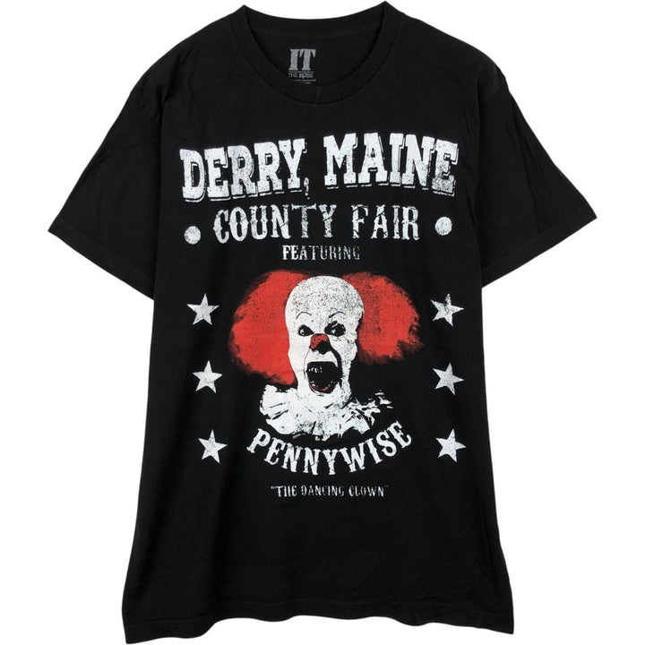 IT Pennywise Movie T-Shirt (Men's Size L) cotton black type Vintage Second Hand