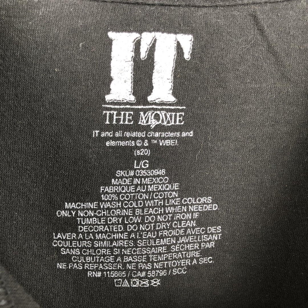 IT Pennywise Movie T-Shirt (Men's Size L) cotton black type Vintage Second Hand