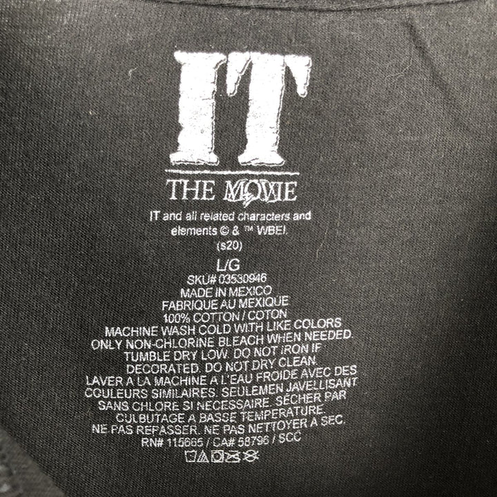 IT Pennywise Movie T-Shirt (Men's Size L) cotton black type Vintage Second Hand