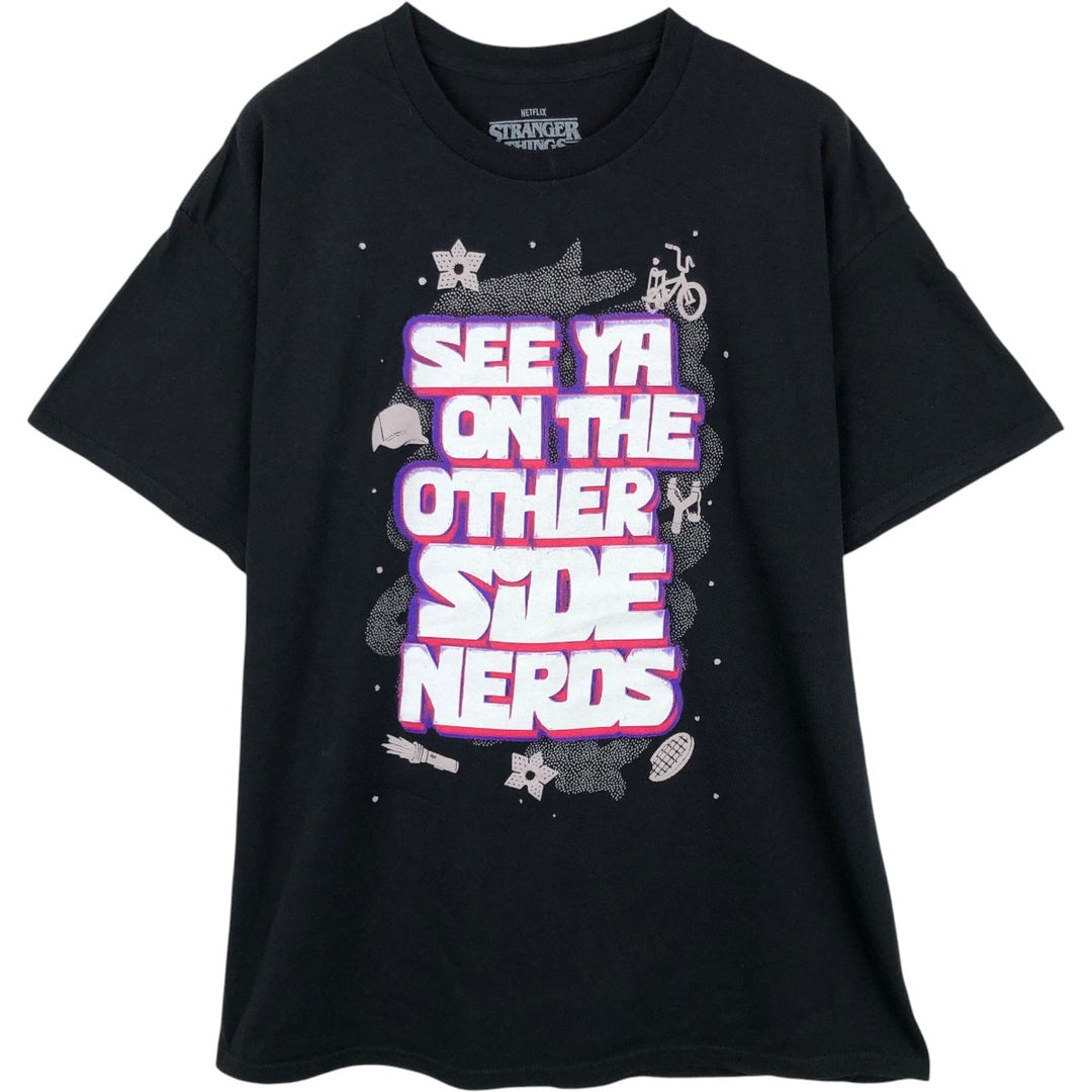 STRANGER THINGS Stranger Things Movie T-shirt Men's XL size cotton black type Vintage Second Hand
