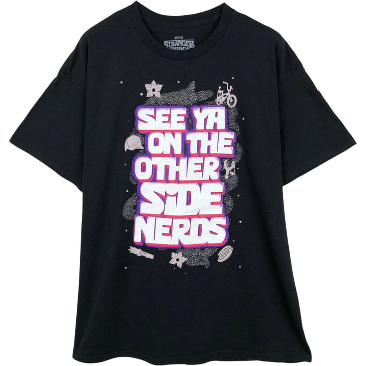 STRANGER THINGS Stranger Things Movie T-shirt Men's XL size cotton black type Vintage Second Hand