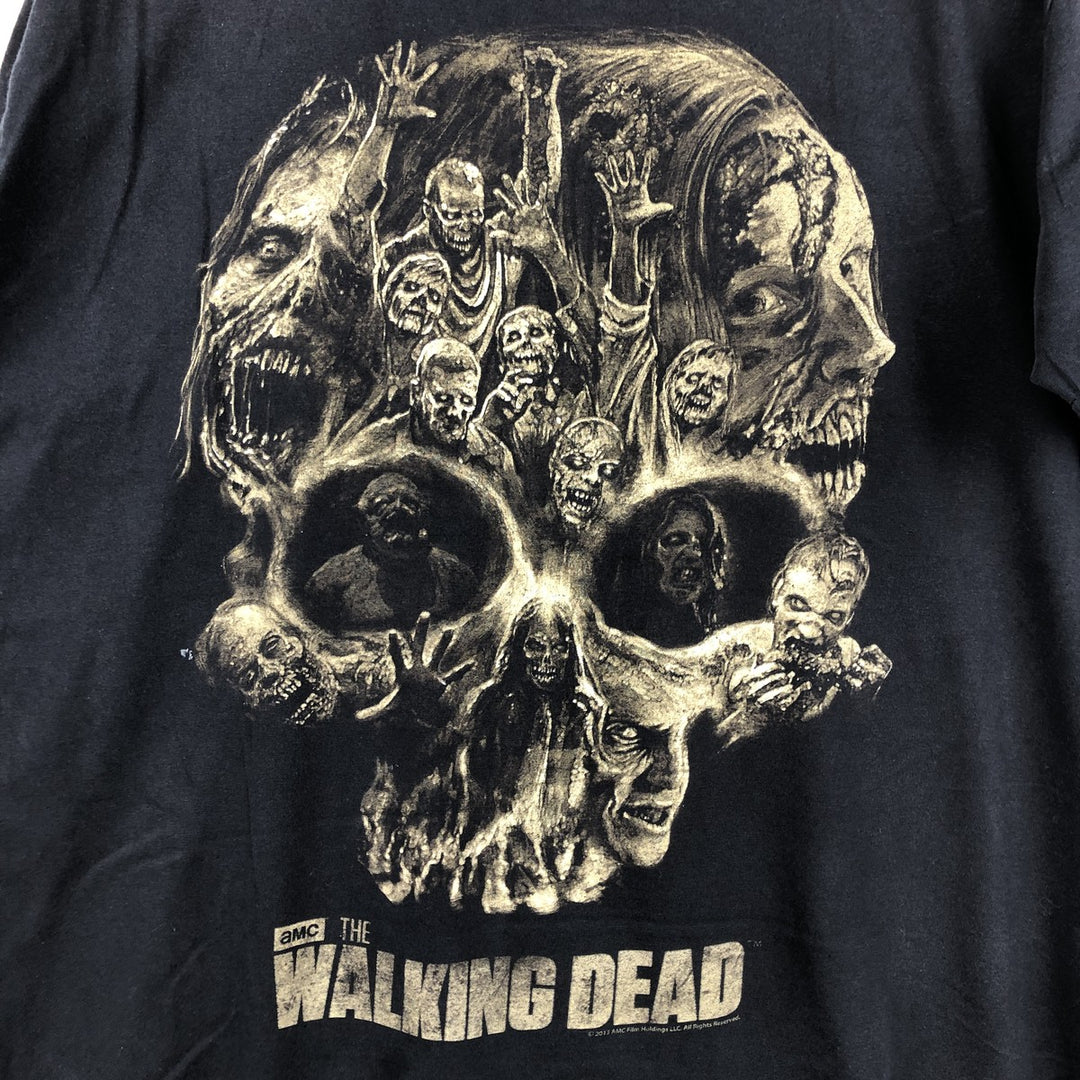 PORT and COMPANY THE WALKING DEAD Skull Pattern Movie T-Shirt (Men's Size L) cotton black type Vintage Second Hand