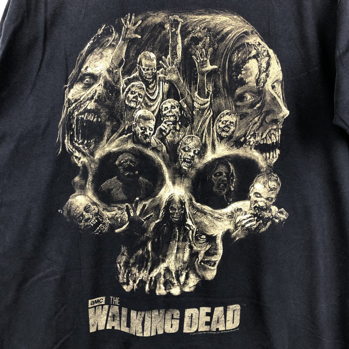 PORT and COMPANY THE WALKING DEAD Skull Pattern Movie T-Shirt (Men's Size L) cotton black type Vintage Second Hand