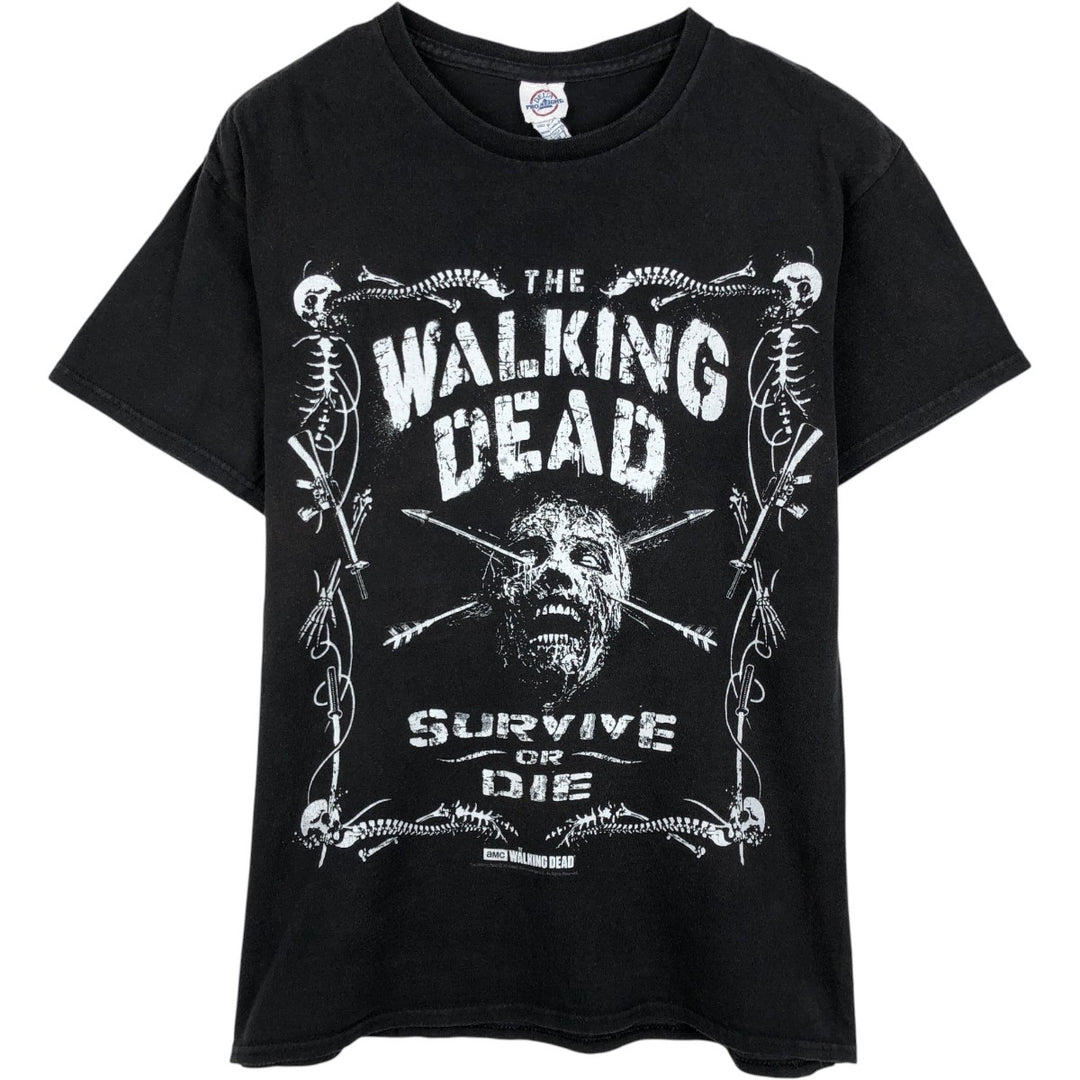 Delta THE WALKING DEAD Skull Pattern Movie T-Shirt (Men's Size M) cotton black type Vintage Second Hand