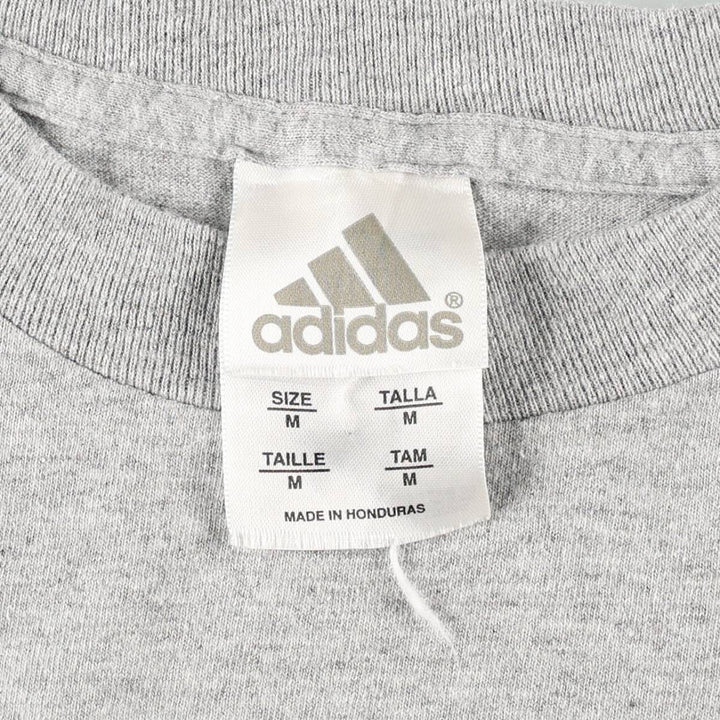 Adidas sports print t-shirt, men's size M (approx.) cotton gray type Vintage Second Hand