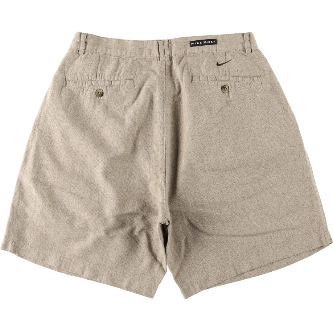 Nike Golf Two-Pleat Cotton Shorts, Men's Size W32 (approx.) cotton Beige type Vintage Second Hand