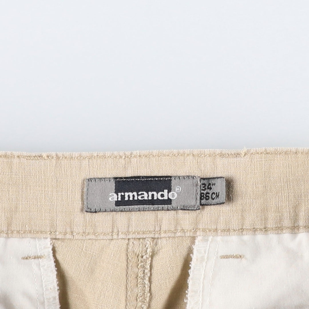ARMANDO Cotton x Linen Shorts, Men's Size W34 (approx.) linen Beige type Vintage Second Hand