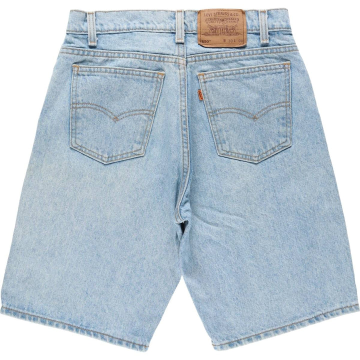 90'S Levi's 550 Relaxed Fit Orange Tab Denim Shorts, Made in USA, Men's W30 (approx.), Vintage cotton blue type Vintage Second Hand