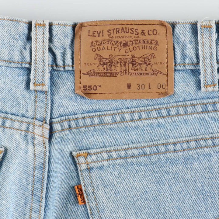 90'S Levi's 550 Relaxed Fit Orange Tab Denim Shorts, Made in USA, Men's W30 (approx.), Vintage cotton blue type Vintage Second Hand