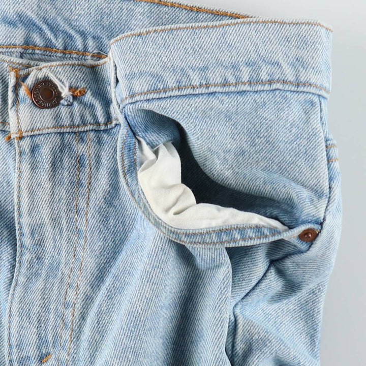 90'S Levi's 550 Relaxed Fit Orange Tab Denim Shorts, Made in USA, Men's W30 (approx.), Vintage cotton blue type Vintage Second Hand