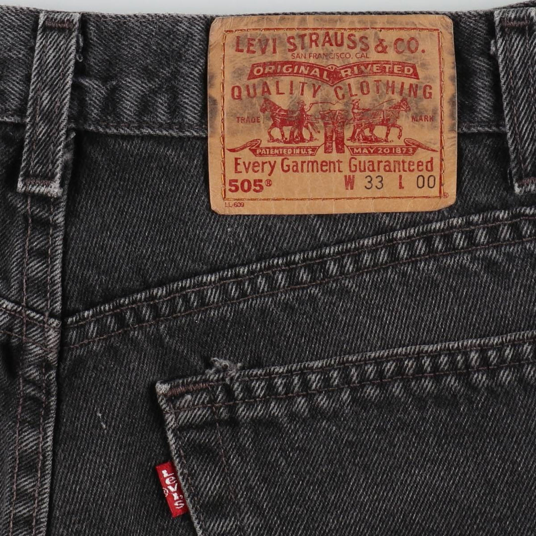 90'S Levi's 505 REGULAR FIT Black Denim Shorts, Made in USA, Men's, W32 equivalent, Vintage cotton blue type Vintage Second Hand
