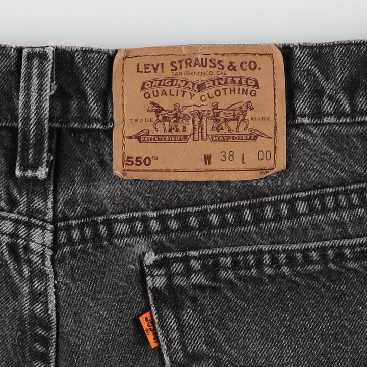 1990'S Levi's 36550-4159 Orange Tab Black Denim Shorts, Made in USA, Men's W37 (approx.) cotton black type Vintage Second Hand