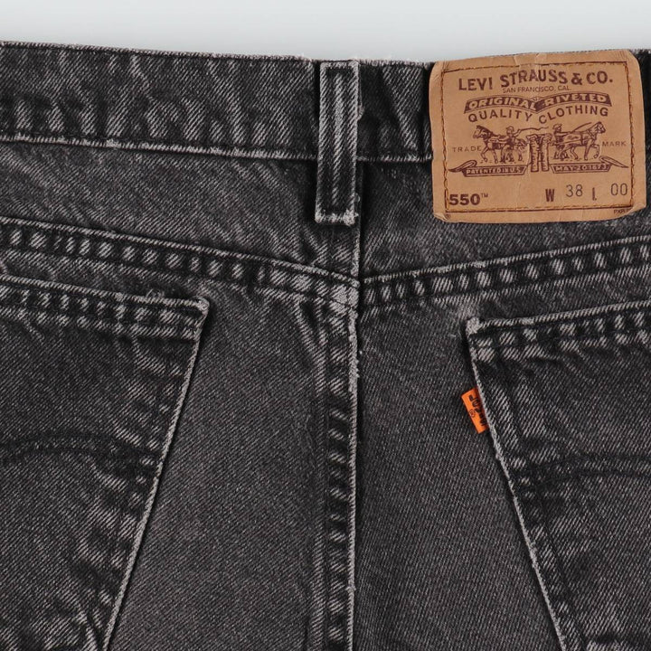 1990'S Levi's 36550-4159 Orange Tab Black Denim Shorts, Made in USA, Men's W37 (approx.) cotton black type Vintage Second Hand